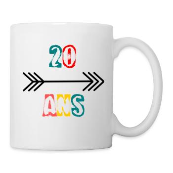 20 ANS. 20e ANNIVERSAIRE. ANNIVERSAIRE 20 ANS. 20 - Mug blanc - blanc - Droite