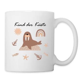 Kind der Küste | Walross, Anker, Regenbogen | Boho - Tasse - Weiß - Rechts