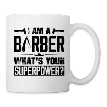 Je suis un coiffeur Quel est votre superpouvoir? - Mug blanc - blanc - Droite
