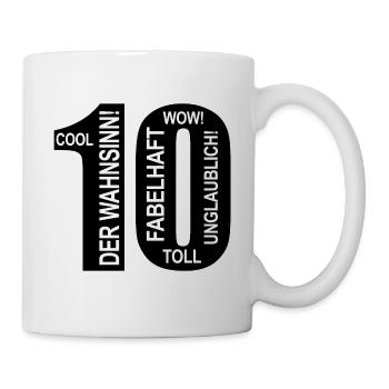 10. Geburtstag Wow Lustiges Motiv Nummer Ziffer 10 - Tasse - Weiß - Rechts