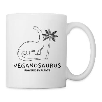 Veganosaurus - Vegan Shirt süß lustig Rücken Print - Tasse - Weiß - Rechts