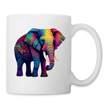 Bunter Elefant - Tasse - Weiß - Rechts