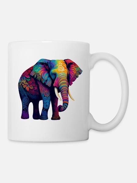 Bunter Elefant - Tasse - Weiß
