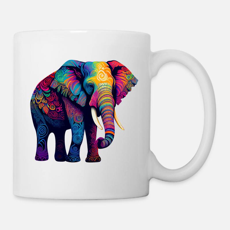 Bunter Elefant - Tasse - Weiß