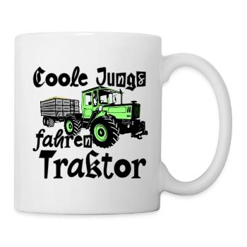 Coole Jungs fahren Traktor - MB Trac - Unimog - Tasse - Weiß - Rechts