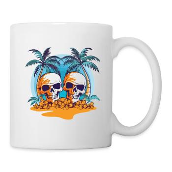 Summer Sun Palm Trees Skull Beach Sea Holiday - Mug - white - Right