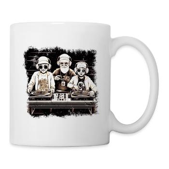 Cool vieux DJs avec des lunettes de soleil et des écouteurs - Mug blanc - blanc - Droite