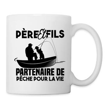 Père et fils partenaire de pêche pour la vie - Mug blanc - blanc - Droite