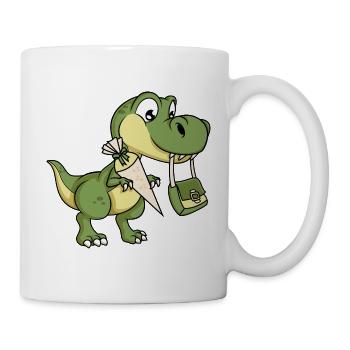 Dino Schultüte Schultasche Dinosaurier Einschulung - Tasse - Weiß - Rechts