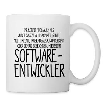 Softwareentwickler – ein Alleskönner, Genie - Tasse - Weiß - Rechts