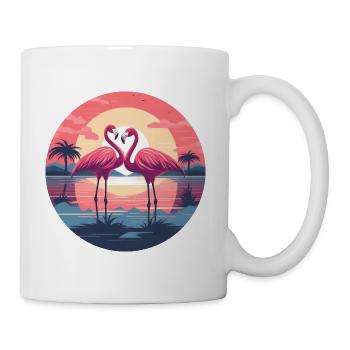 Flamingo, Couple, Sunset, Sun, Beach - Mug - white - Right