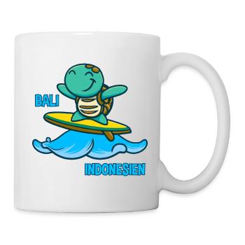 Kawaii turtle surfer, Bali Indonesia - Mug - white - Right