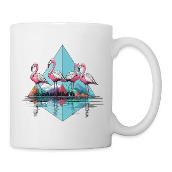 4 flamants roses dans l’eau - Mug blanc - blanc - Droite