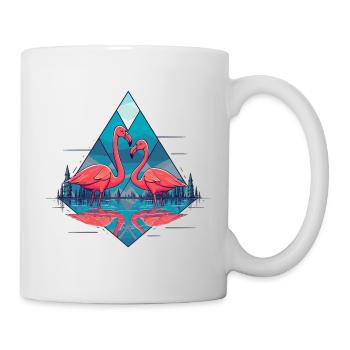 2 Pink flamingos in the water - Mug - white - Right
