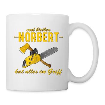Norbert hat alles im Griff - cool bleiben - Tasse - Weiß - Rechts