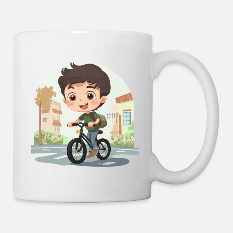 Garçon sur un vélo - vélo - Mug blanc - blanc