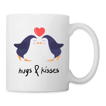 Hugs & Kisses Heart Penguins - Mug - white - Right