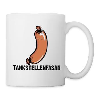 Tankstellenfasan, Knackwurst, Bockwurst, Brühwurst - Tasse - Weiß - Rechts