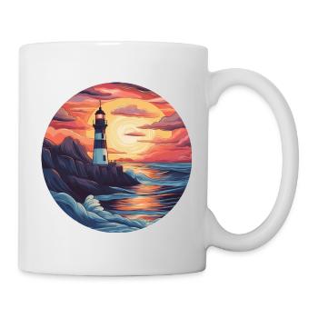 North Sea lighthouse at sunset - - Mug - white - Right
