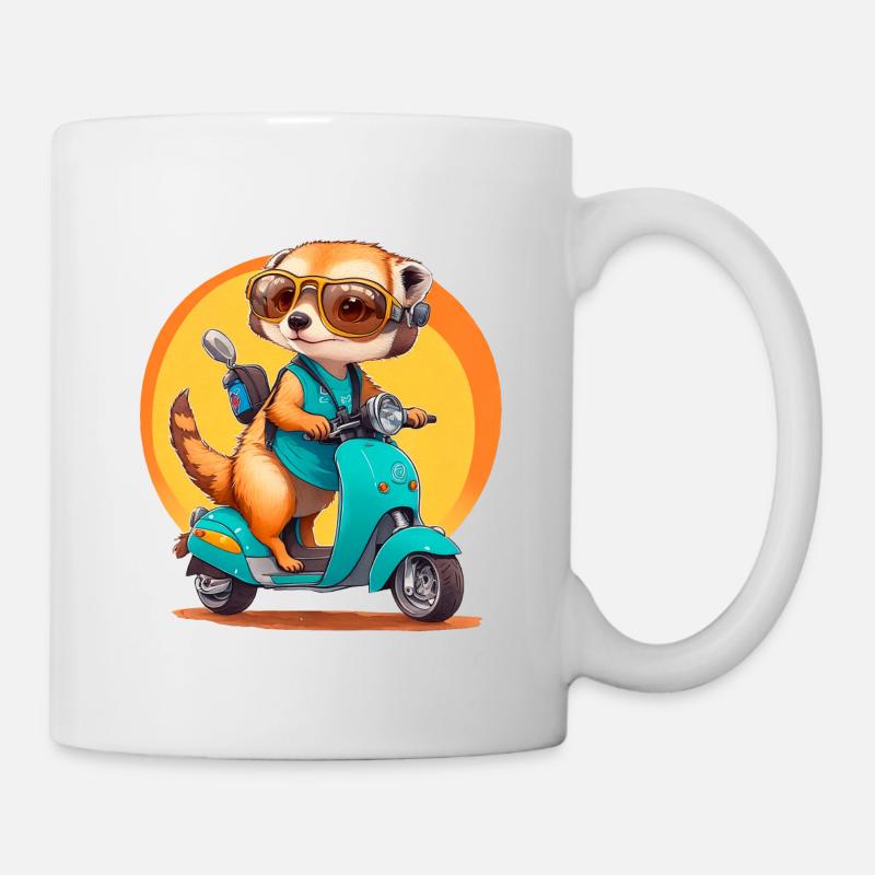 Escooting Meerkat Shirt - Amusement de conduite avec Meerkat - Mug blanc - blanc