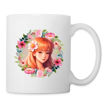 Anime Manga Kpop Girl in Garden - Tasse - Weiß - Rechts