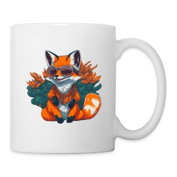 Cooler Fuchs mit Sonnenbrille - Tasse - Weiß - Rechts