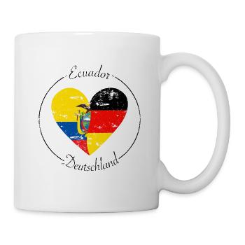 Ecuador und Deutschland Herz Logo - Tasse - Weiß - Rechts