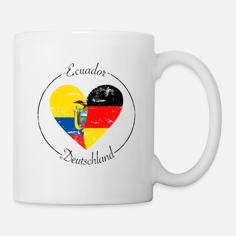 Ecuador und Deutschland Herz Logo - Tasse - Weiß