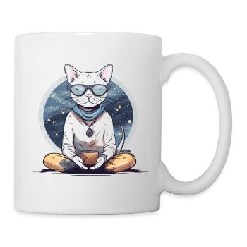 Chat méditant - Mug blanc - blanc - Droite