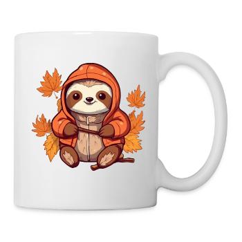 Süßes Faultier im Herbst mit Herbstlaub - Tasse - Weiß - Rechts