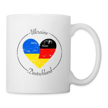 Ukraine und Deutschland Herz Logo - Tasse - Weiß - Rechts