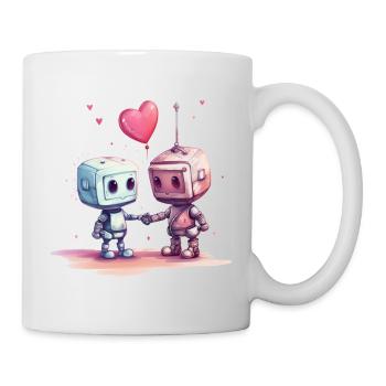 Roboter verliebt - Tasse - Weiß - Rechts