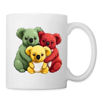 Famille de koalas colorés, rouges, jaunes et verts - Mug blanc - blanc - Droite