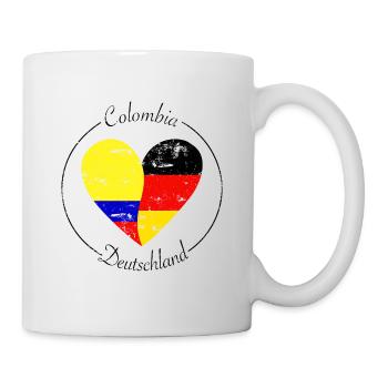 Colombia und Deutschland Herz Logo - Tasse - Weiß - Rechts