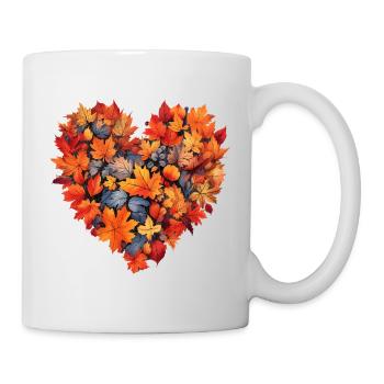 Herbst Herz Herbstlaub - Tasse - Weiß - Rechts