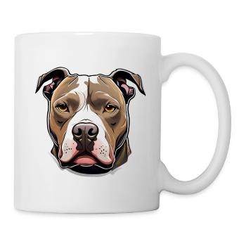 Pitbull-Illustrations-Porträthund - Tasse - Weiß - Rechts