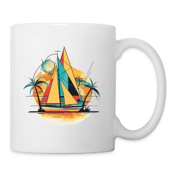 Harmony of Retro Sails Geometric Sailboat - Mug - white - Right
