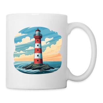 Lighthouse in the sea, clouds, wind and waves - Mug - white - Right