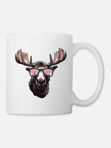 Moose with sunglasses - Mug - white