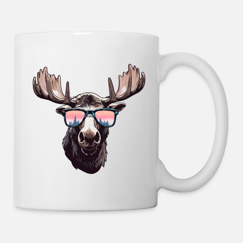 Elch mit Sonnenbrille - Tasse - Weiß