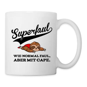 Superfaul - also faul mit Cape - Tasse - Weiß - Rechts