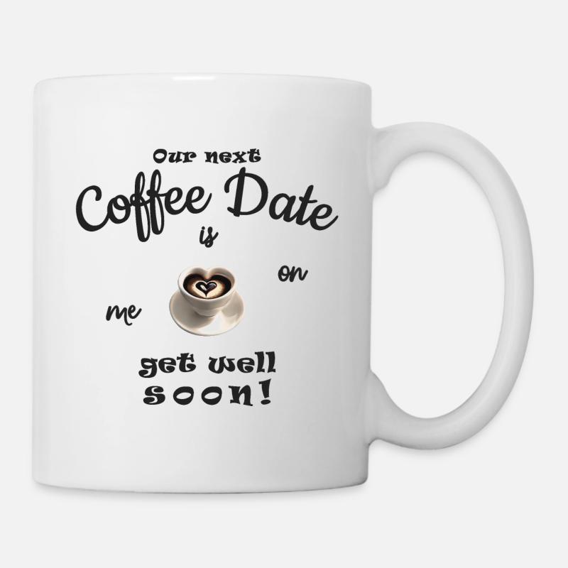 Gute Besserung, get well soon! Gutschein Kaffee - Tasse - Weiß