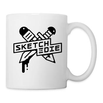 Sketch or Die Sword (BW edition) - Mug - white - Right