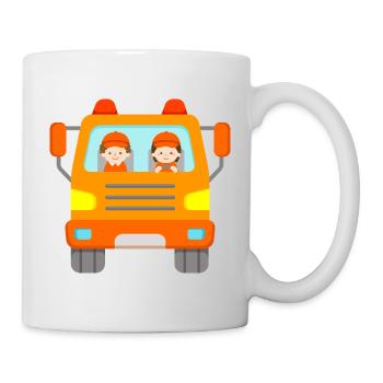 Truck Garbage Collector Garbage Man Truck Garbage Car Orange - Mug - white - Right