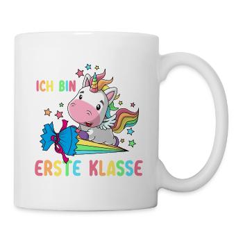 Einhorn Einschulung Schulkind Schule Zuckertüte - Tasse - Weiß - Rechts