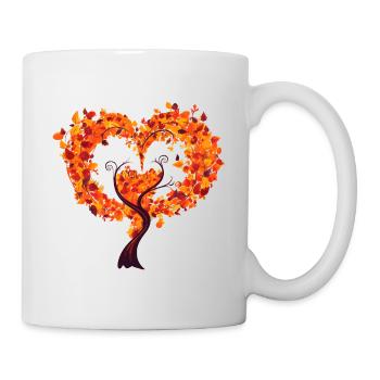 herbst Herz Laub baum herz - Tasse - Weiß - Rechts