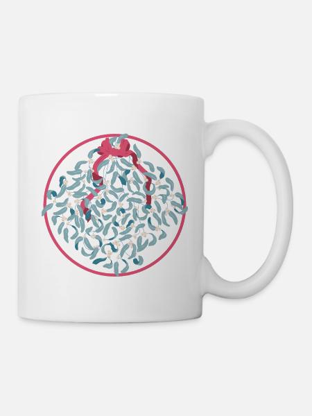 Panneau d’arrêt du gui de Noël - Mug blanc - blanc