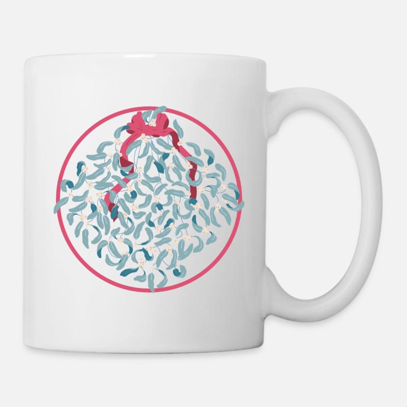 Panneau d’arrêt du gui de Noël - Mug blanc - blanc