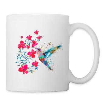 Hummingbird, Graffiti, Painting, Watercolor, Bird, Flowers - Mug - white - Right