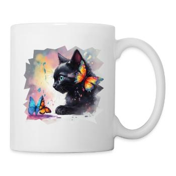 Kitten with butterflies - Mug - white - Right